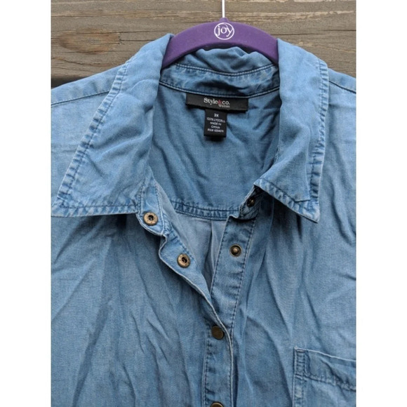 Style & Company Chambray look Shirt - Picture 3 of 8